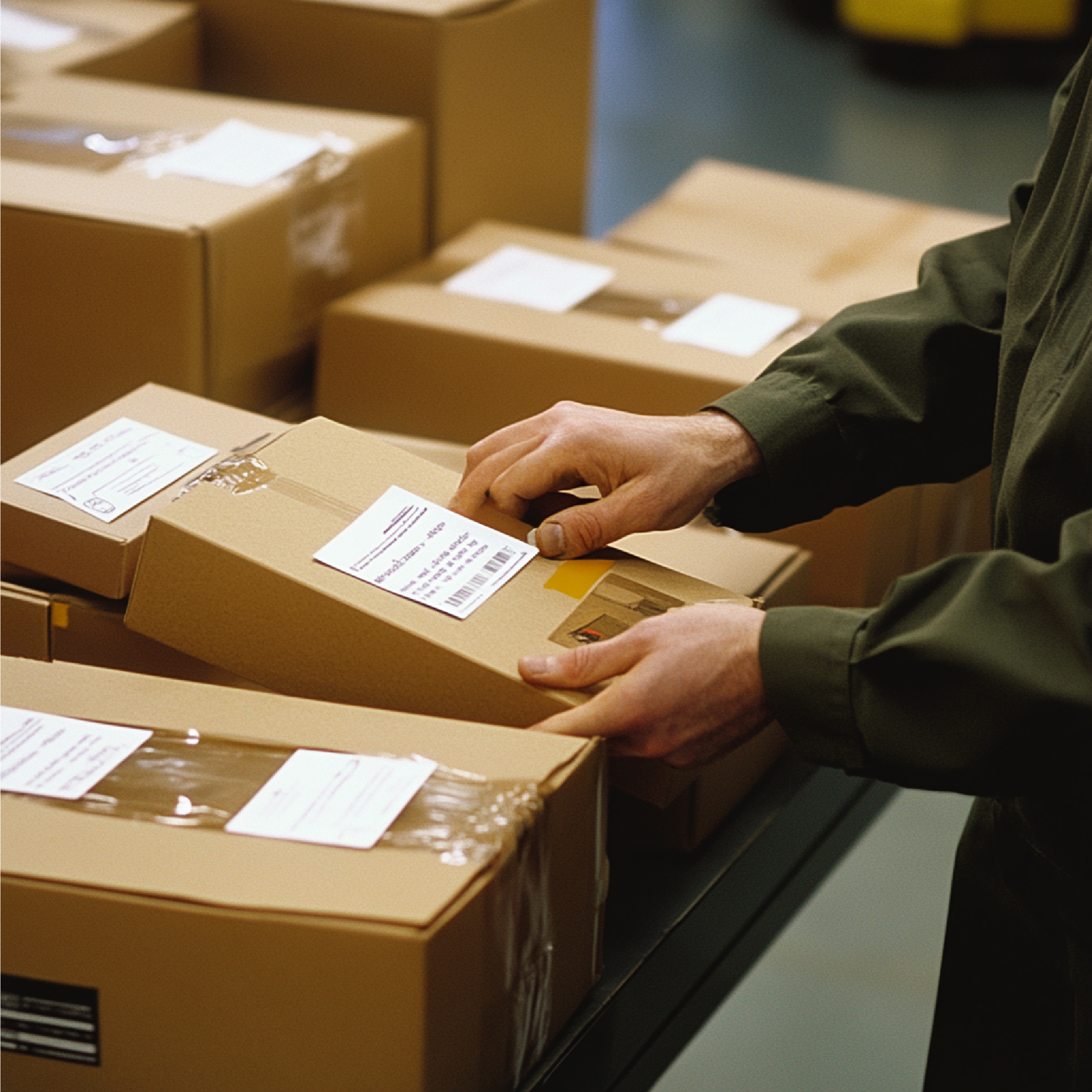 labeling-addressing-packages-depicting-process-affixing-shipping-labels-addresses